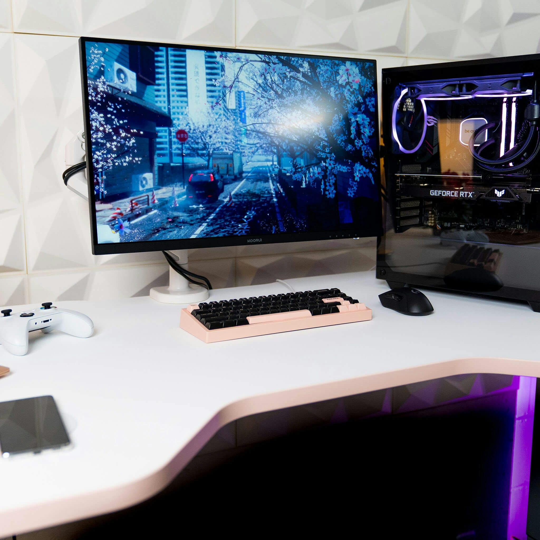 LeetDesk Light – stół gamingowy w kolorze białym