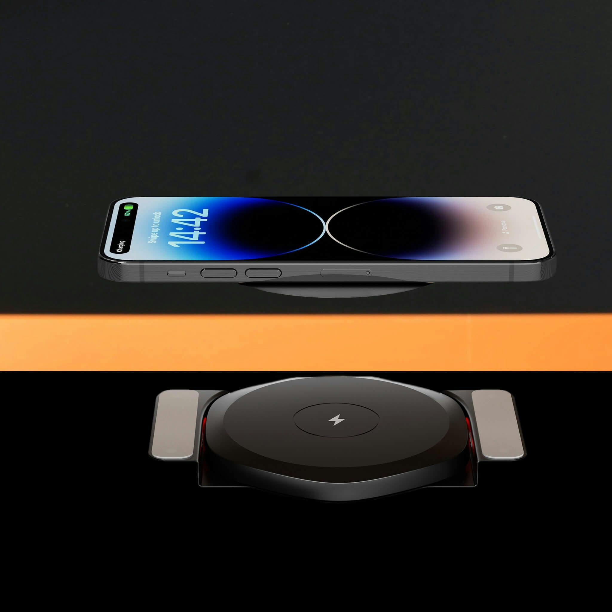 The LeetDesk Wireless Charger charges all Qi-compatible devices through the tabletop