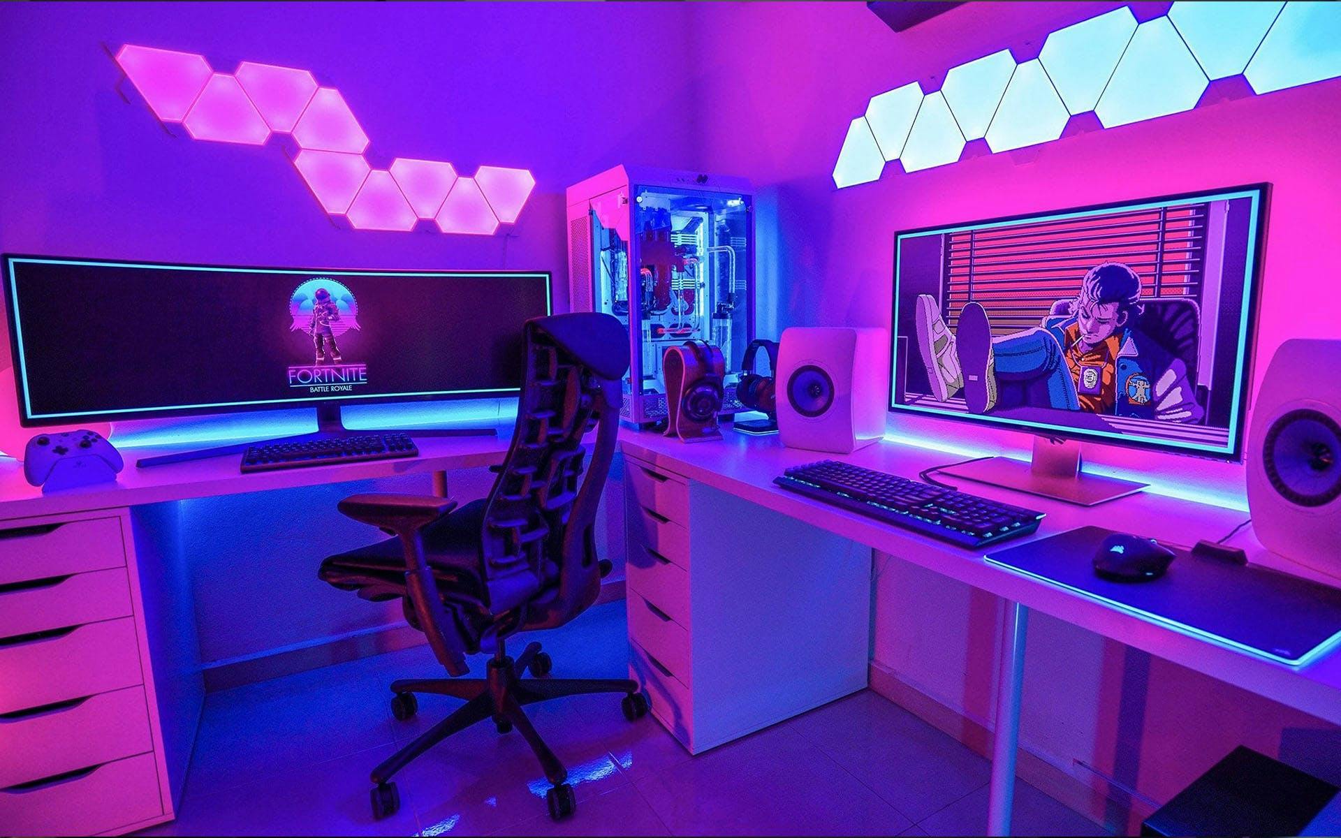 LED gaming room with RGB lighting