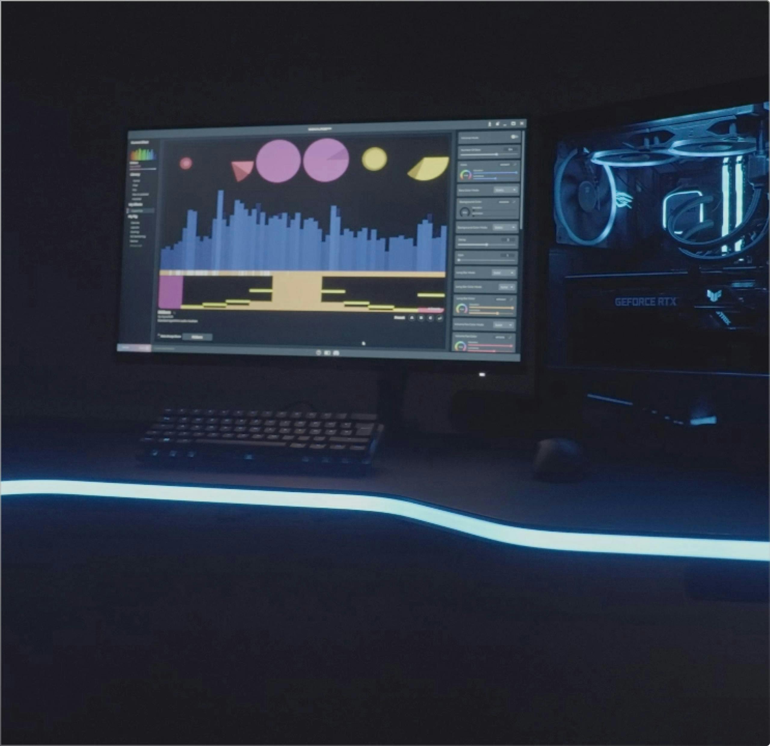 Sync your LeetDesk Aura gaming table's LED lights with your audio output