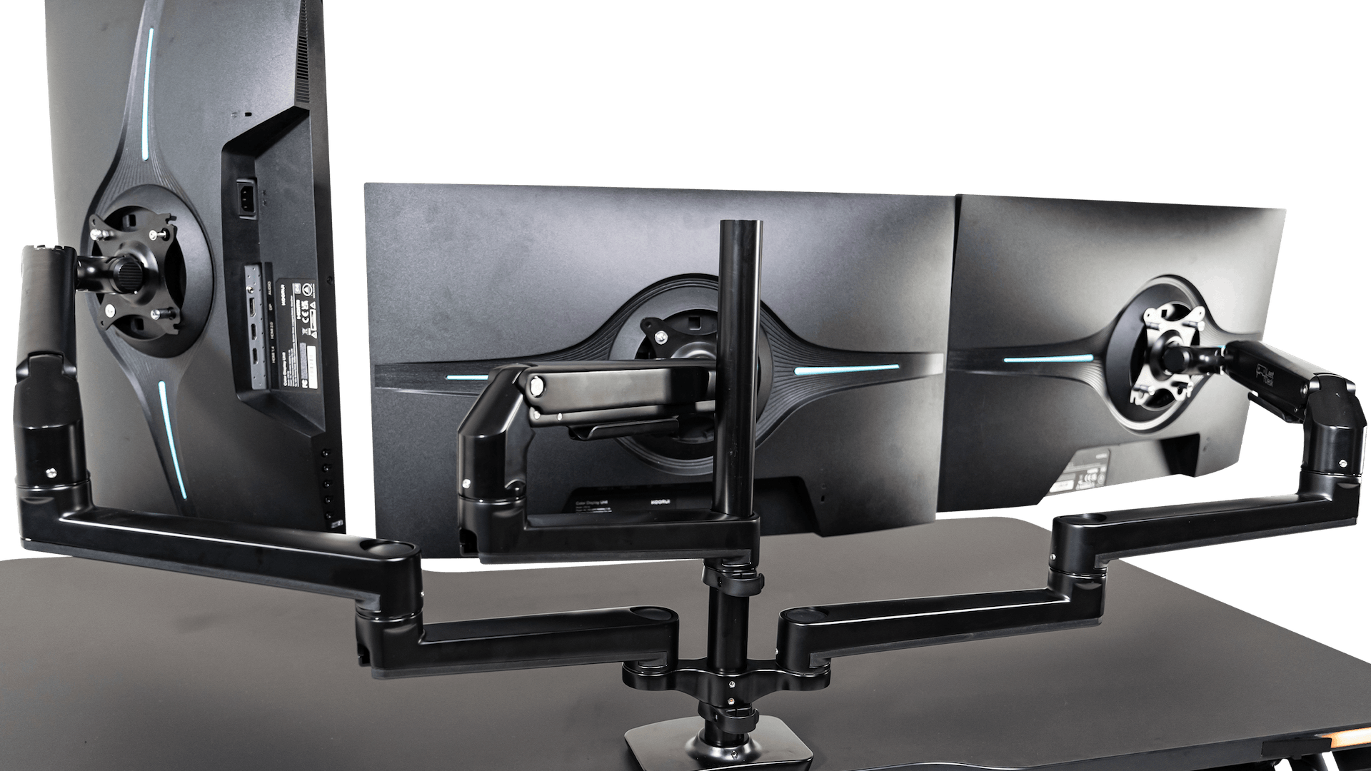 A triple monitor arm mount from LeetDesk offers many new possibilities for gaming, streaming, and working