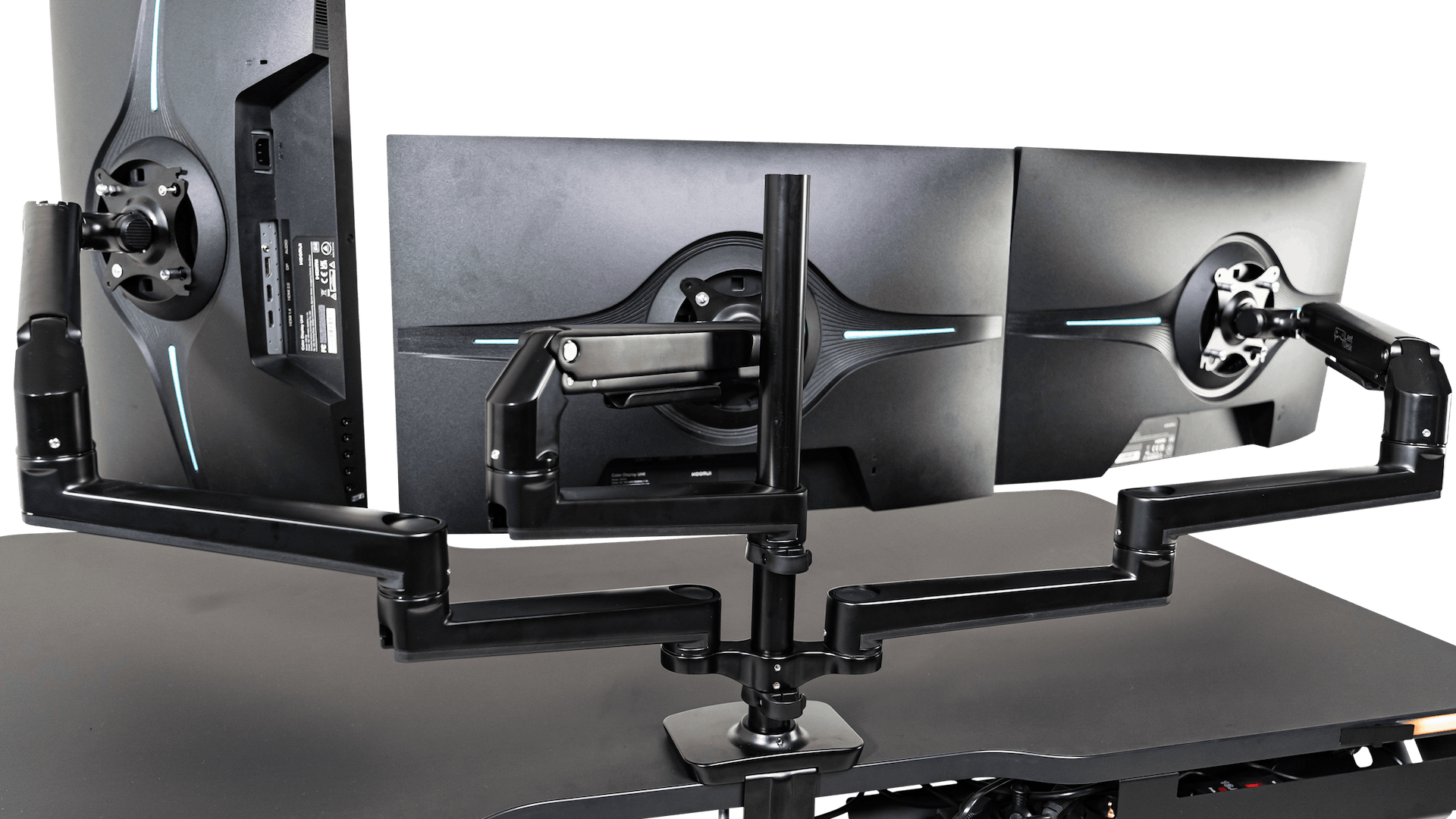 Triple Monitor Arm on LeetDesk Gaming Desk Rear View
