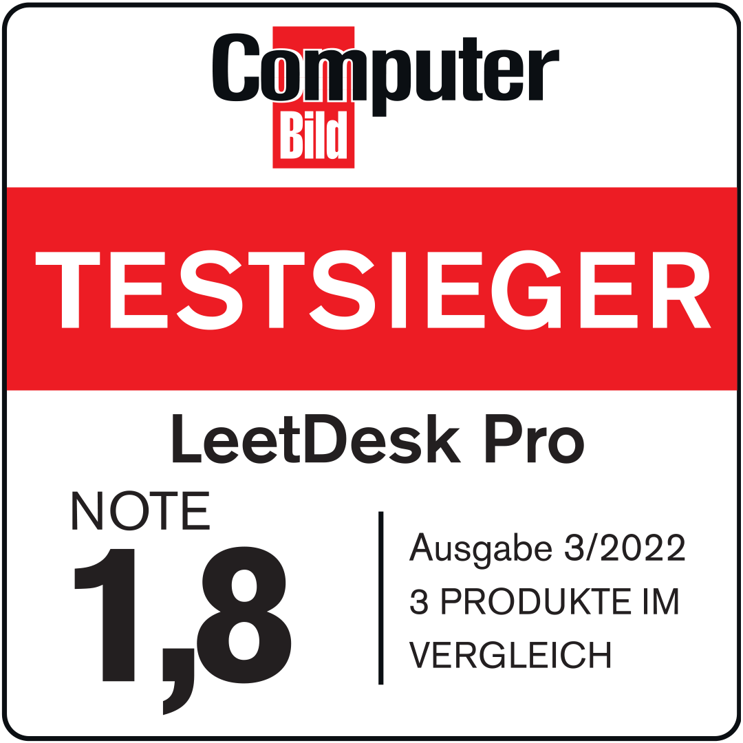 LeetDesk Gaming Tisch ist Testsieger bei Computer Bild.
