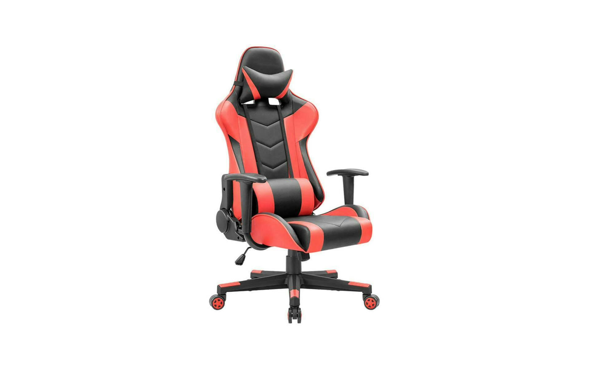 Black and red gaming chair in a classic "Racing" shape