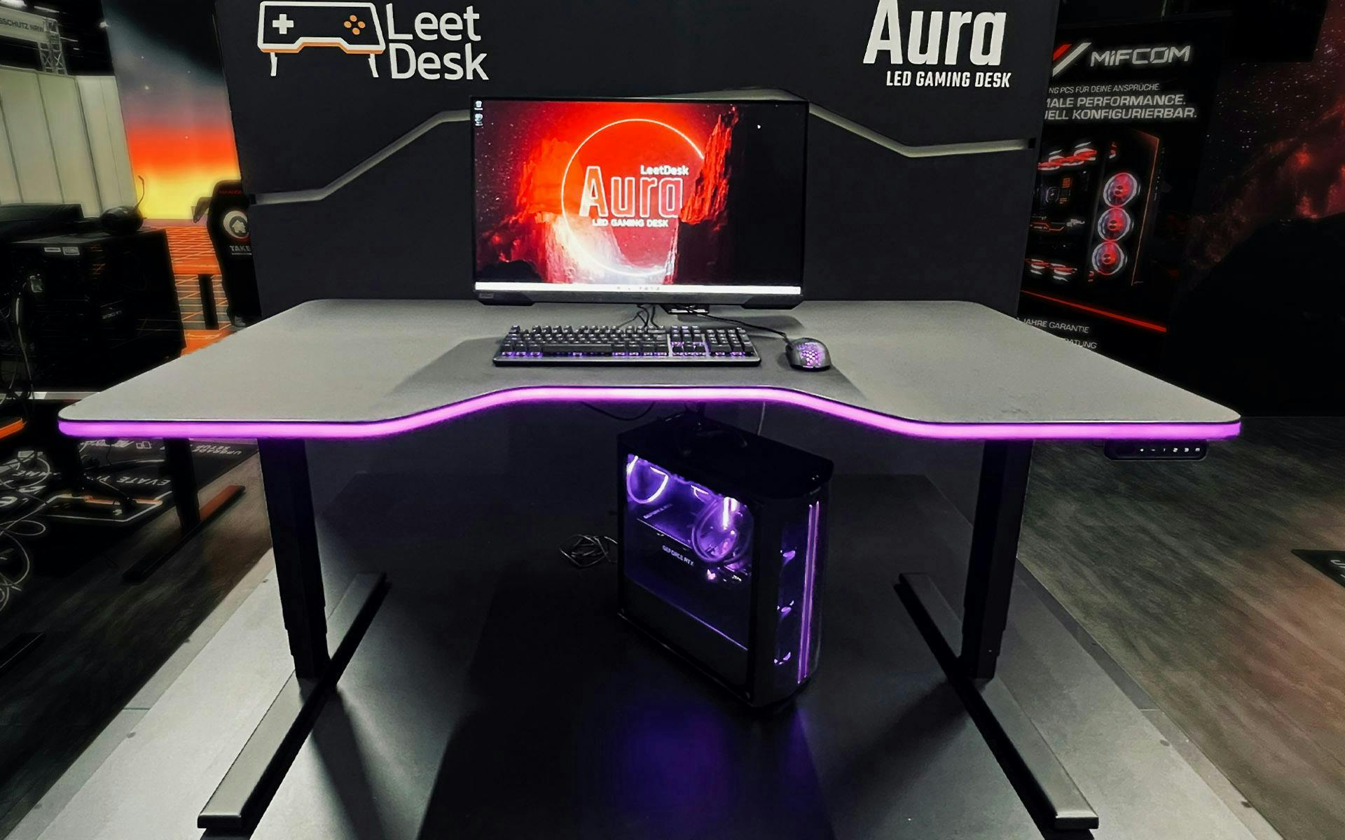 Gaming desk with integrated LED lighting | Credit: LeetDesk