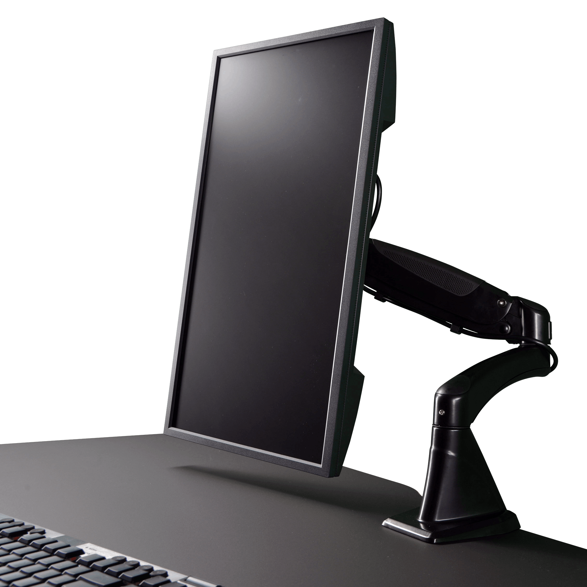 The LeetDesk Monitor Arm can rotate any screen (pivot)