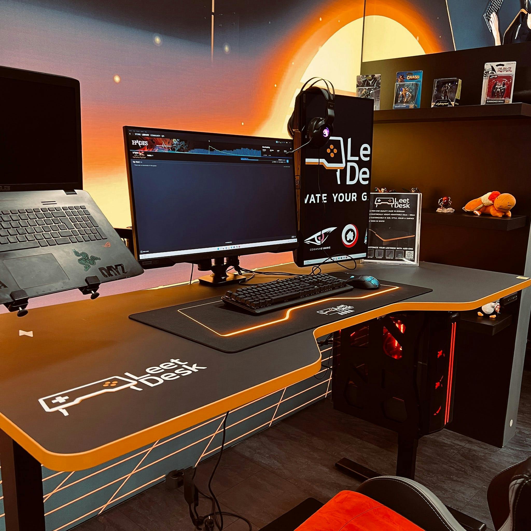 Gaming desks with 180 cm offer enough space for a large setup | Credit: LeetDesk